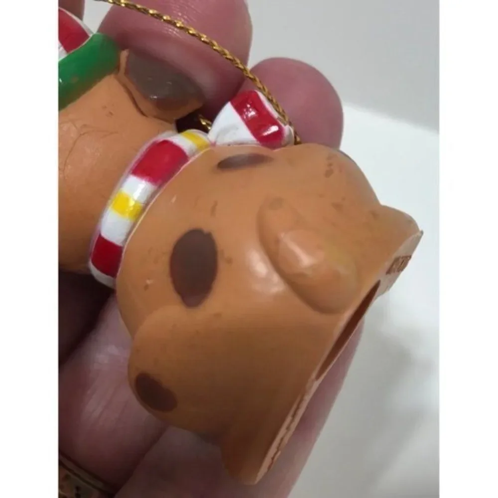 WA Puppy Dog Christmas Cuties ornament 1985‎ Vintage Hong Kong Candy Cane brown